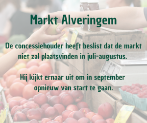 Geen markt in alveringem in de zomervakantie