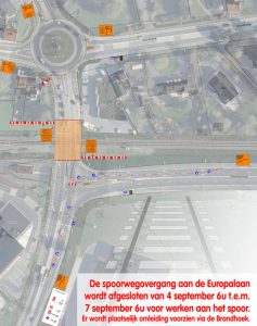 Werken aan spoorwegovergang Europalaan Poperinge 04/09 tot 07/09