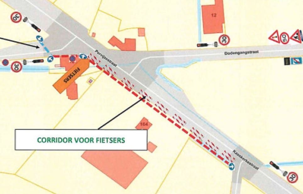 Tijdelijke verkeerslichten kruispunt Kaaskerkestraat-Pervijzestraat